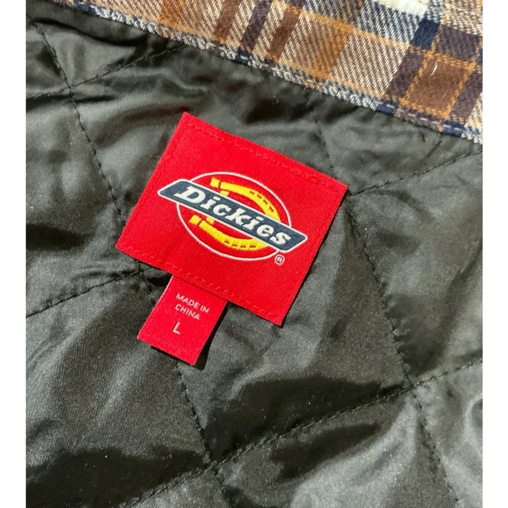 Dickies Men's Plaid Shirt Jacket in Brown and Tan